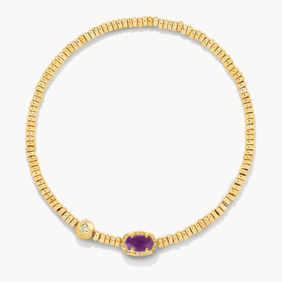 Kendra Scott Emilie Gold Stretch Bracelet Purple Mother-of-Pearl - Picture 1 of 6